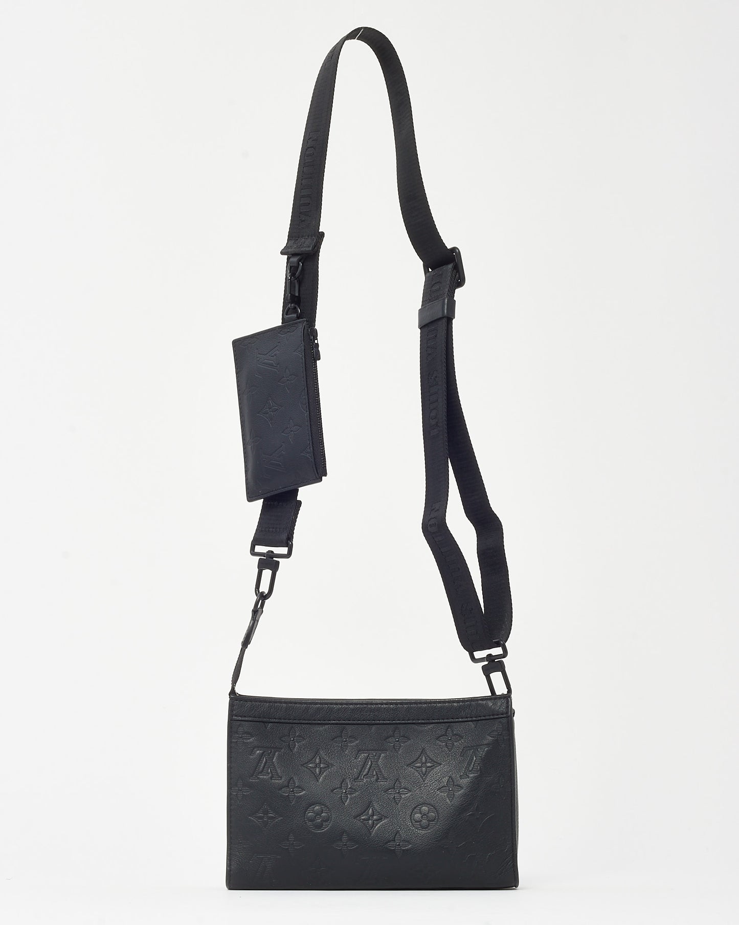 Louis Vuitton Black Monogram Shadow Leather Gaston Wearable Wallet Crossbody Bag