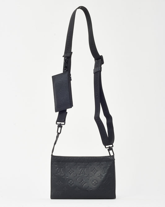 Louis Vuitton Black Monogram Shadow Leather Gaston Wearable Wallet Crossbody Bag