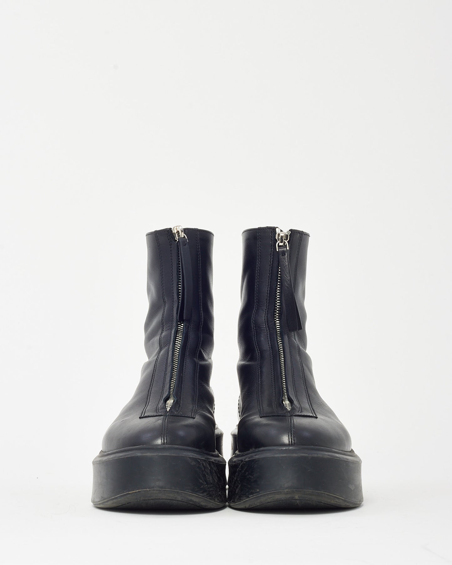 The Row Black Leather Zipped 1 Ankle Boots - 39.5