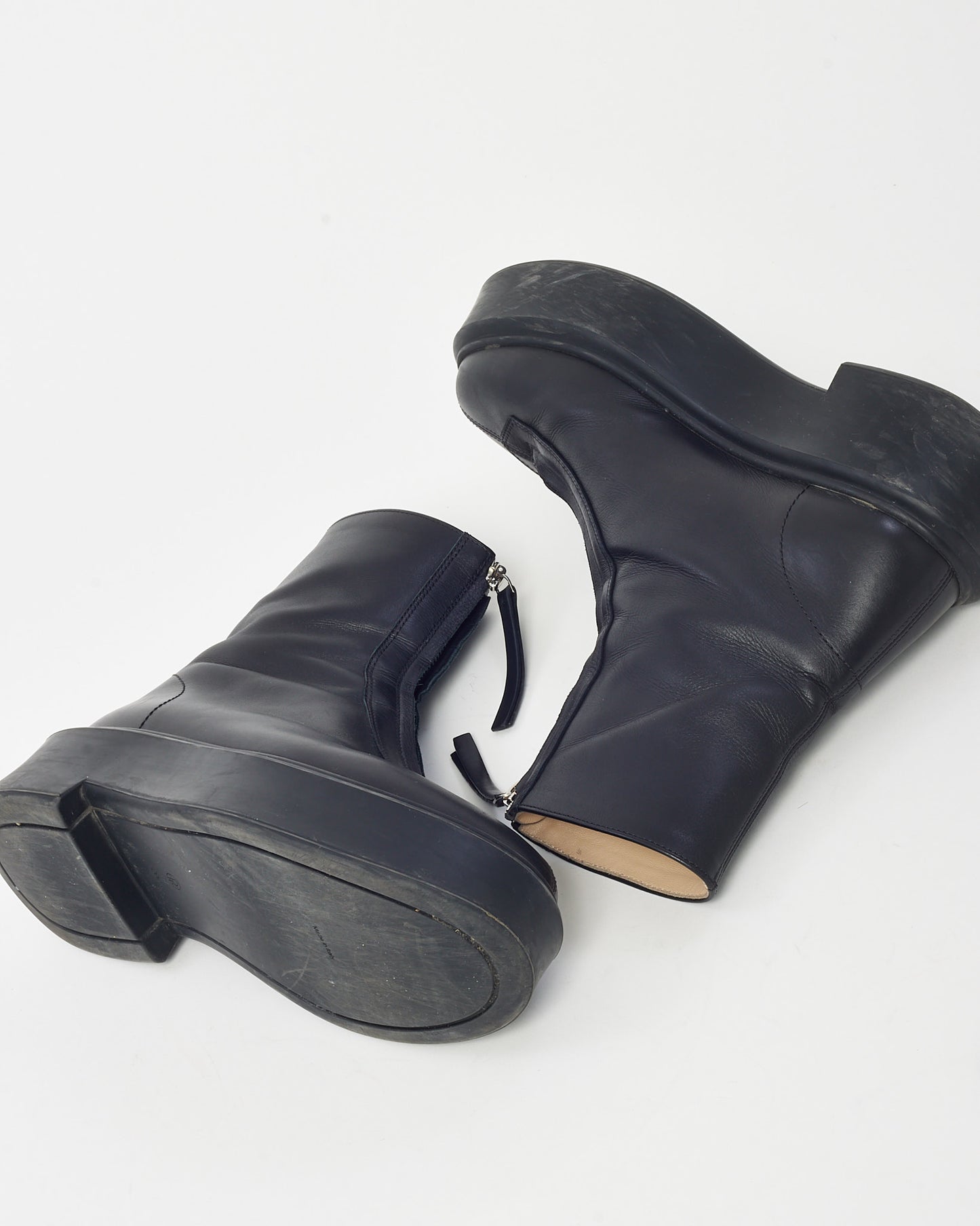 The Row Black Leather Zipped 1 Ankle Boots - 39.5