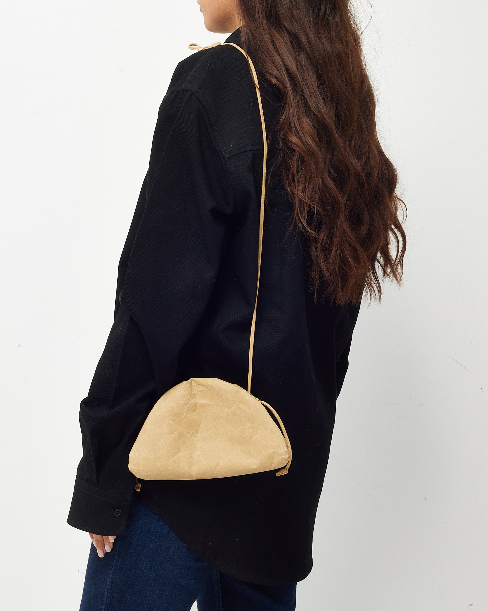 Buy Bottega Veneta Beige Kraft Paper and Leather Mini Pouch