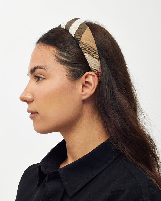 Burberry Brown House Check Canvas Quilted Headband