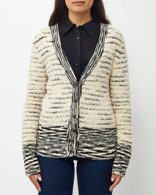 Missoni Beige and Black Boucle Wool Knit Blend Cardigan Sweater - 46 IT / US 10