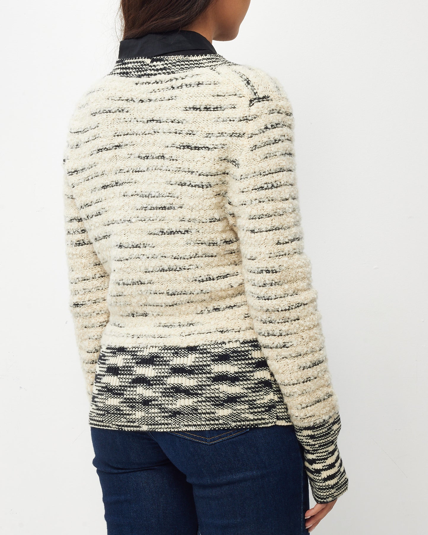 Missoni Beige and Black Boucle Wool Knit Blend Cardigan Sweater - 46 IT / US 10