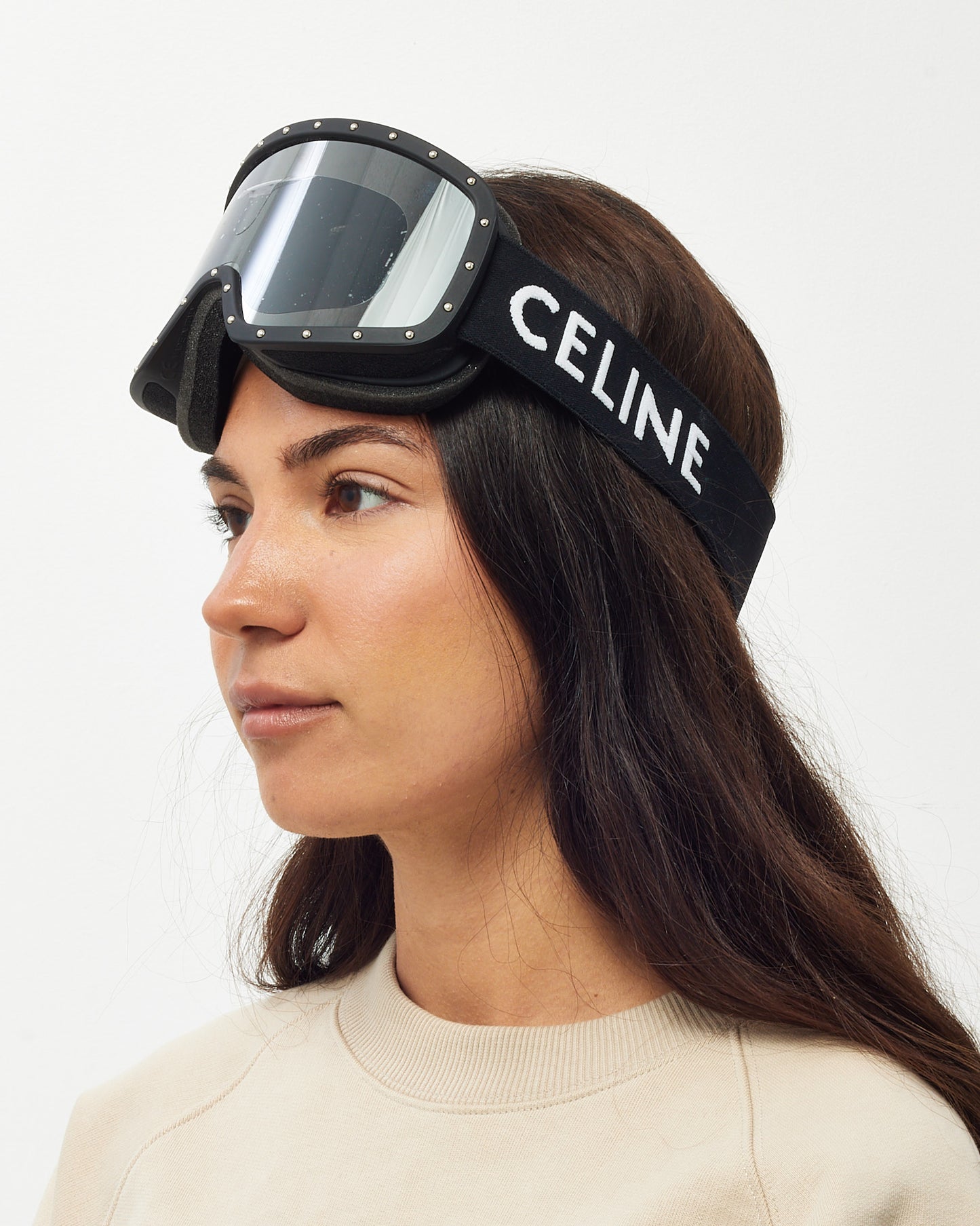 Celine Black and White Logo CL 40196 Ski Mask Goggles