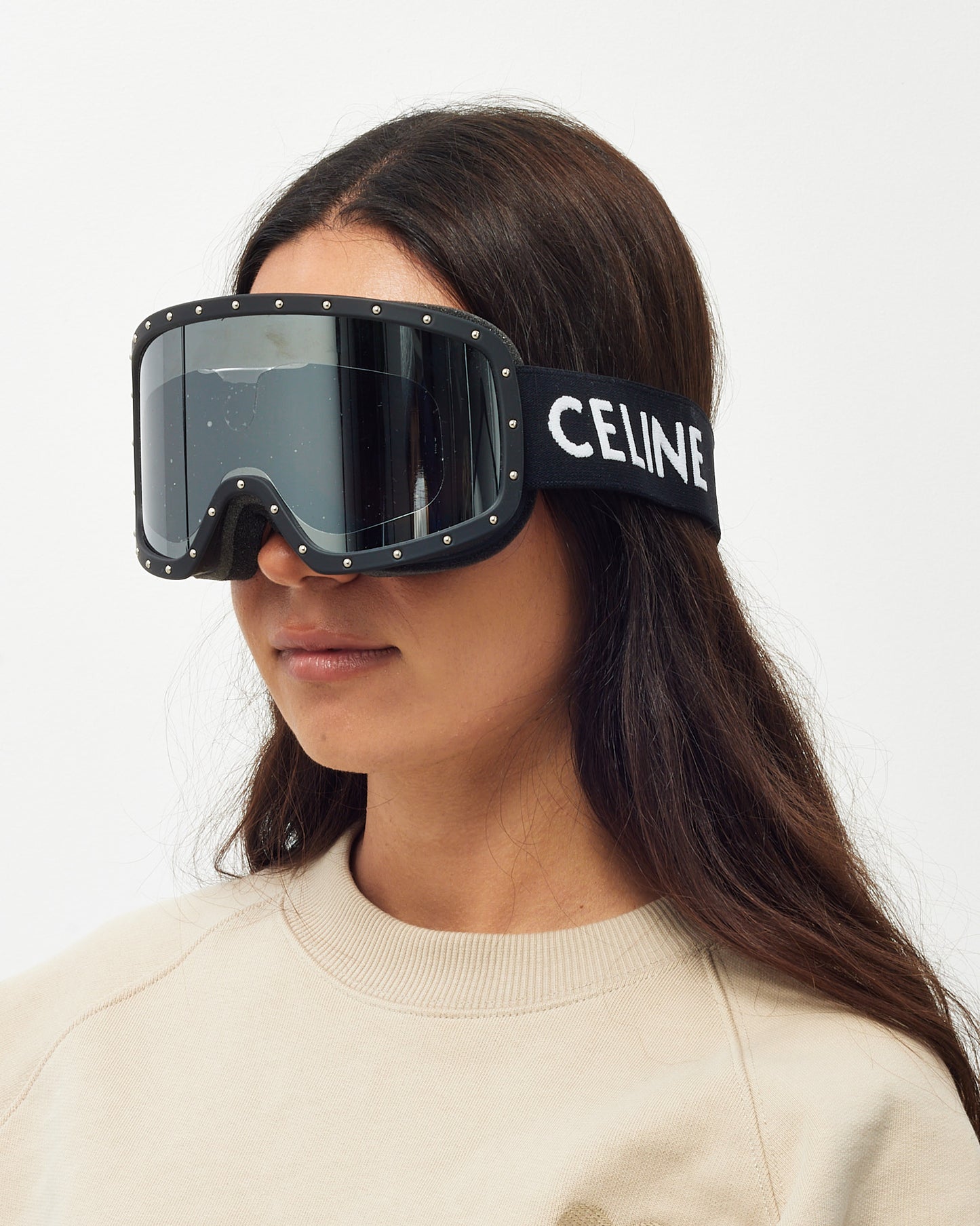 Celine Black and White Logo CL 40196 Ski Mask Goggles