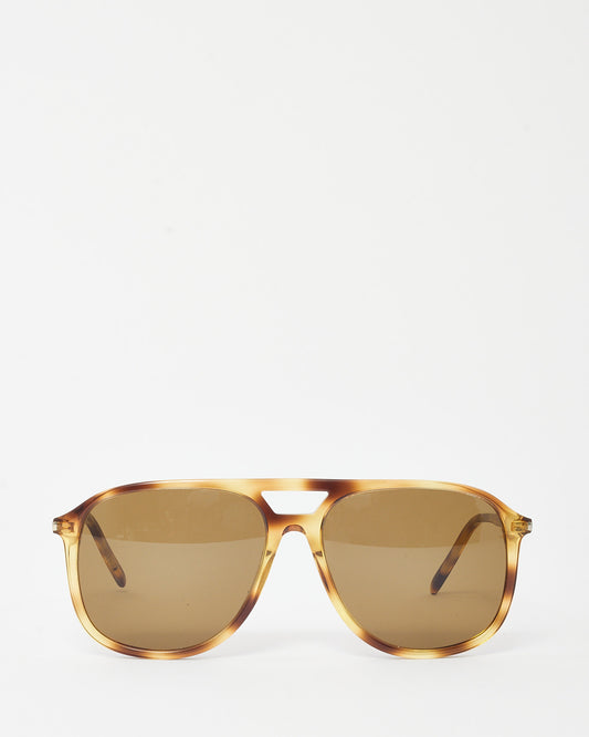 Saint Laurent Light Beige Tortoise Acetate SL476 Aviator Sunglasses