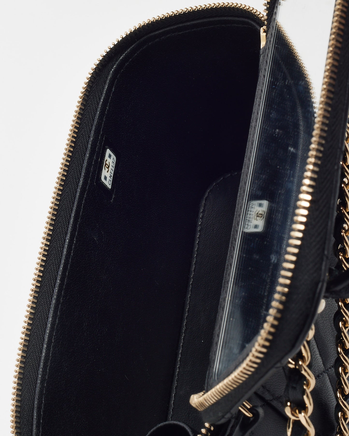 Chanel Black Lambskin Leather Top Handle Chain Vanity Bag GHW