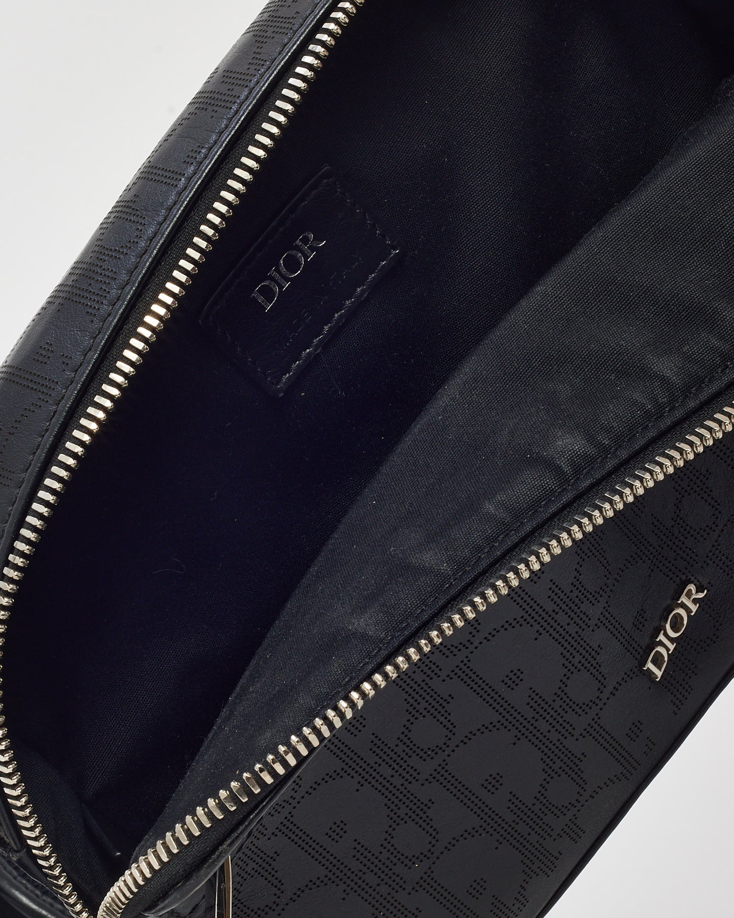 Dior Black Perforated Monogram Oblique Calfskin Leather Galaxy Safari Messenger Bag