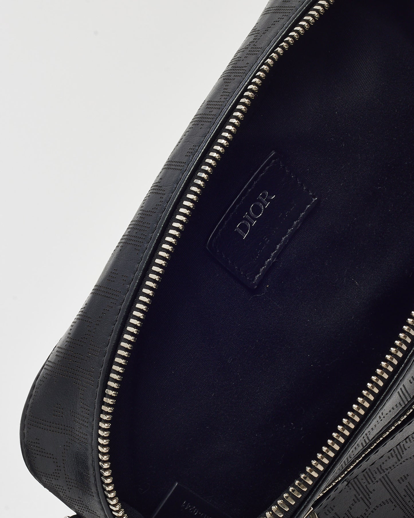 Dior Black Perforated Monogram Oblique Calfskin Leather Galaxy Safari Messenger Bag