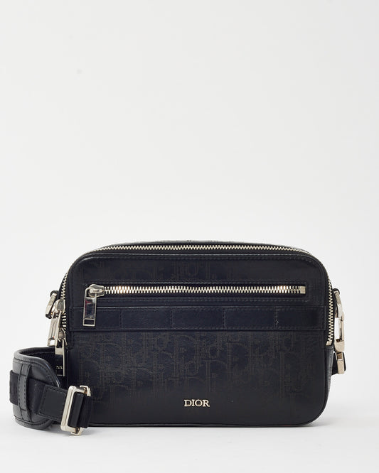 Dior Black Perforated Monogram Oblique Calfskin Leather Galaxy Safari Messenger Bag