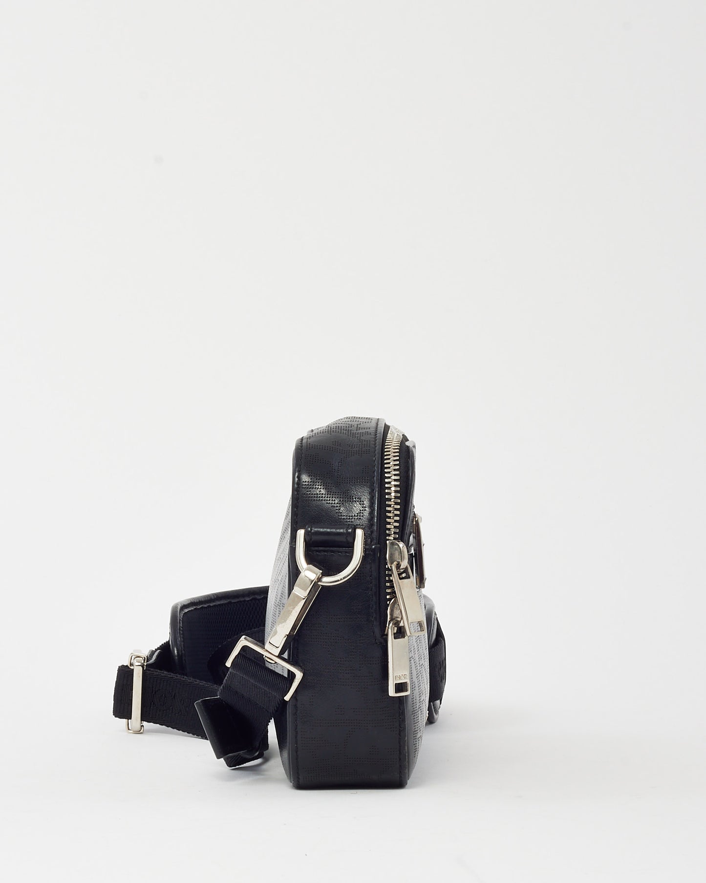 Dior Black Perforated Monogram Oblique Calfskin Leather Galaxy Safari Messenger Bag