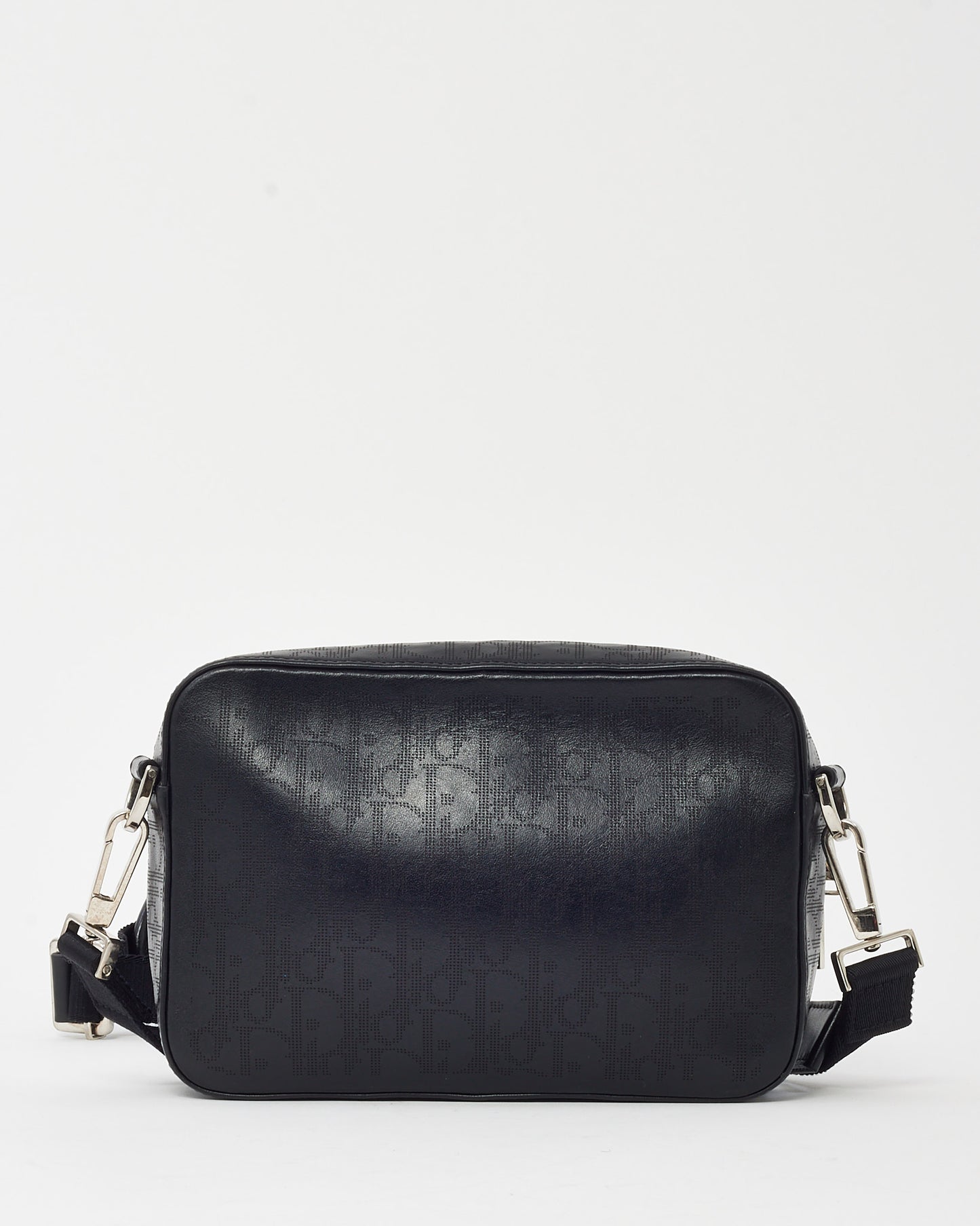 Dior Black Perforated Monogram Oblique Calfskin Leather Galaxy Safari Messenger Bag