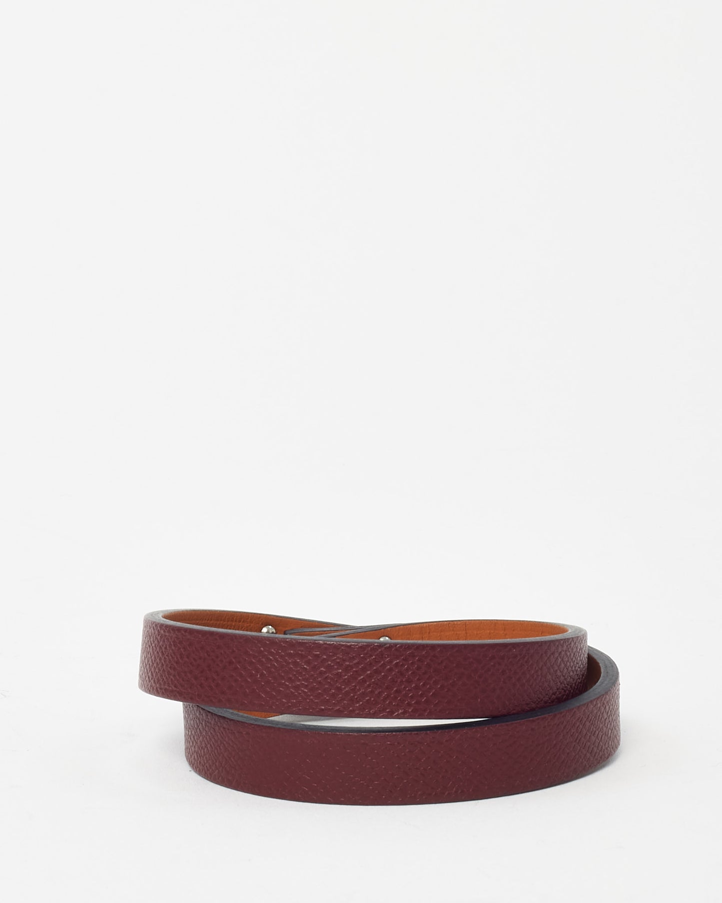 Hermès Burgundy Leather SHW Mini Kelly Double Tour Bracelet - T2/S