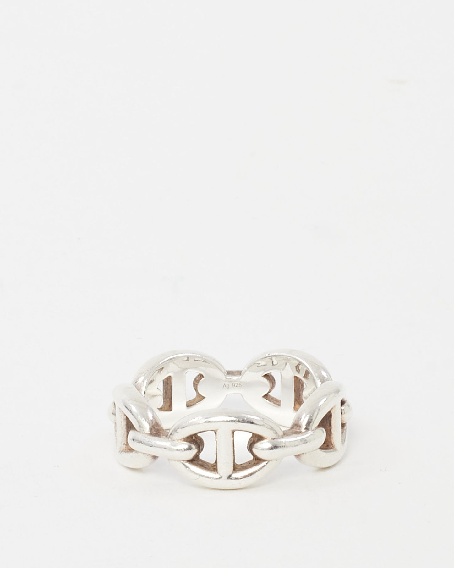 Hermès Silver Chaine D'Ancre Enchainee Ring PM - 53