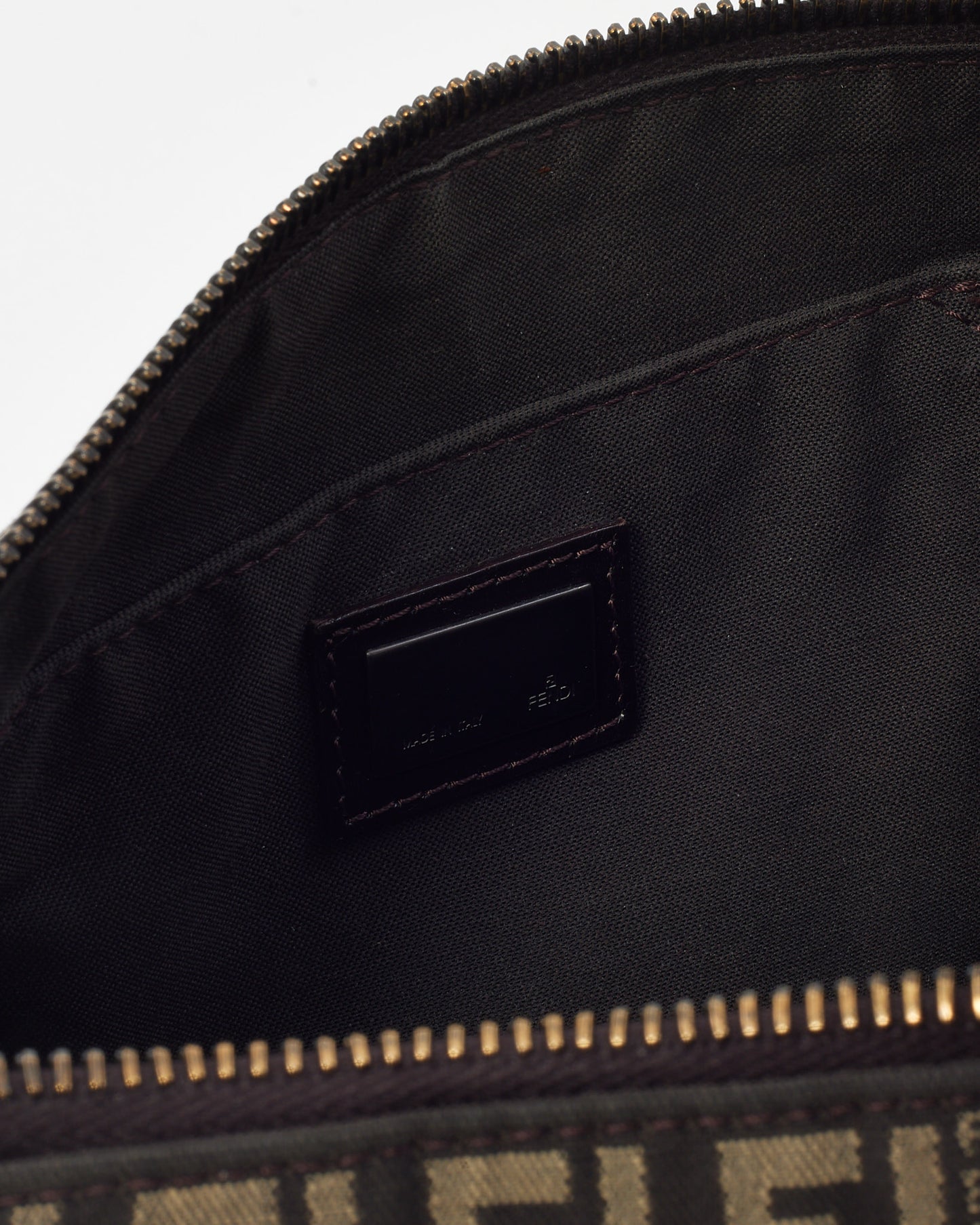 Fendi Brown and Beige FF Zucchino Canvas Small Pochette Bag