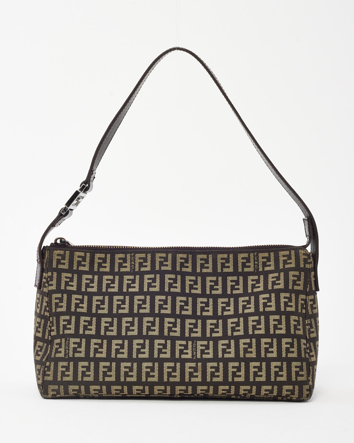 Fendi Brown and Beige FF Zucchino Canvas Small Pochette Bag