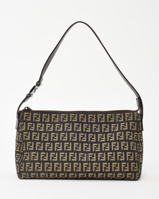 Fendi Brown and Beige FF Zucchino Canvas Small Pochette Bag