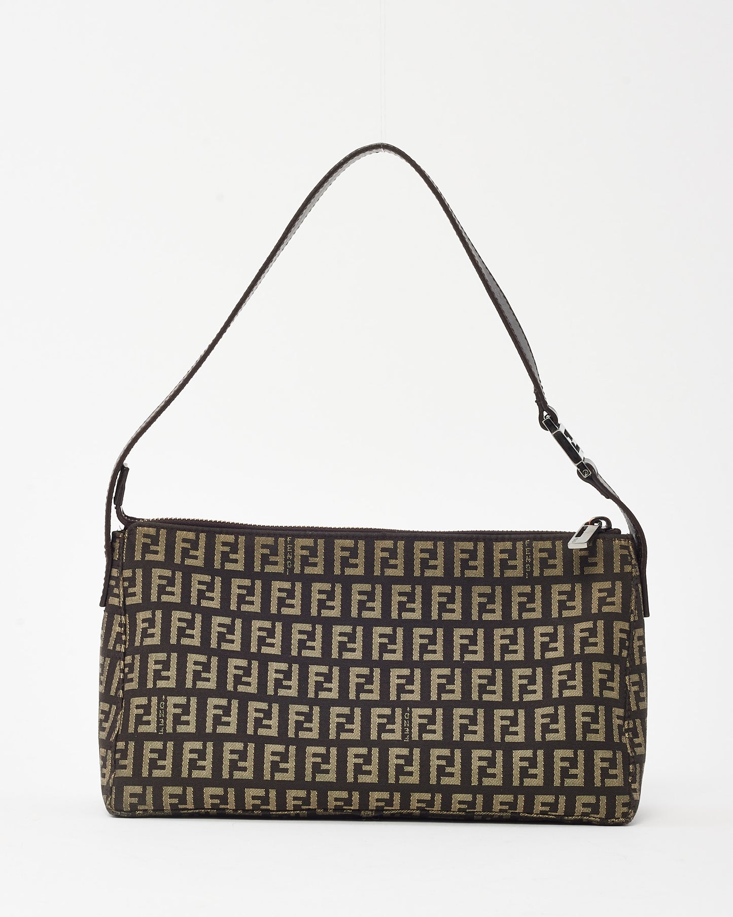 Fendi Brown and Beige FF Zucchino Canvas Small Pochette Bag