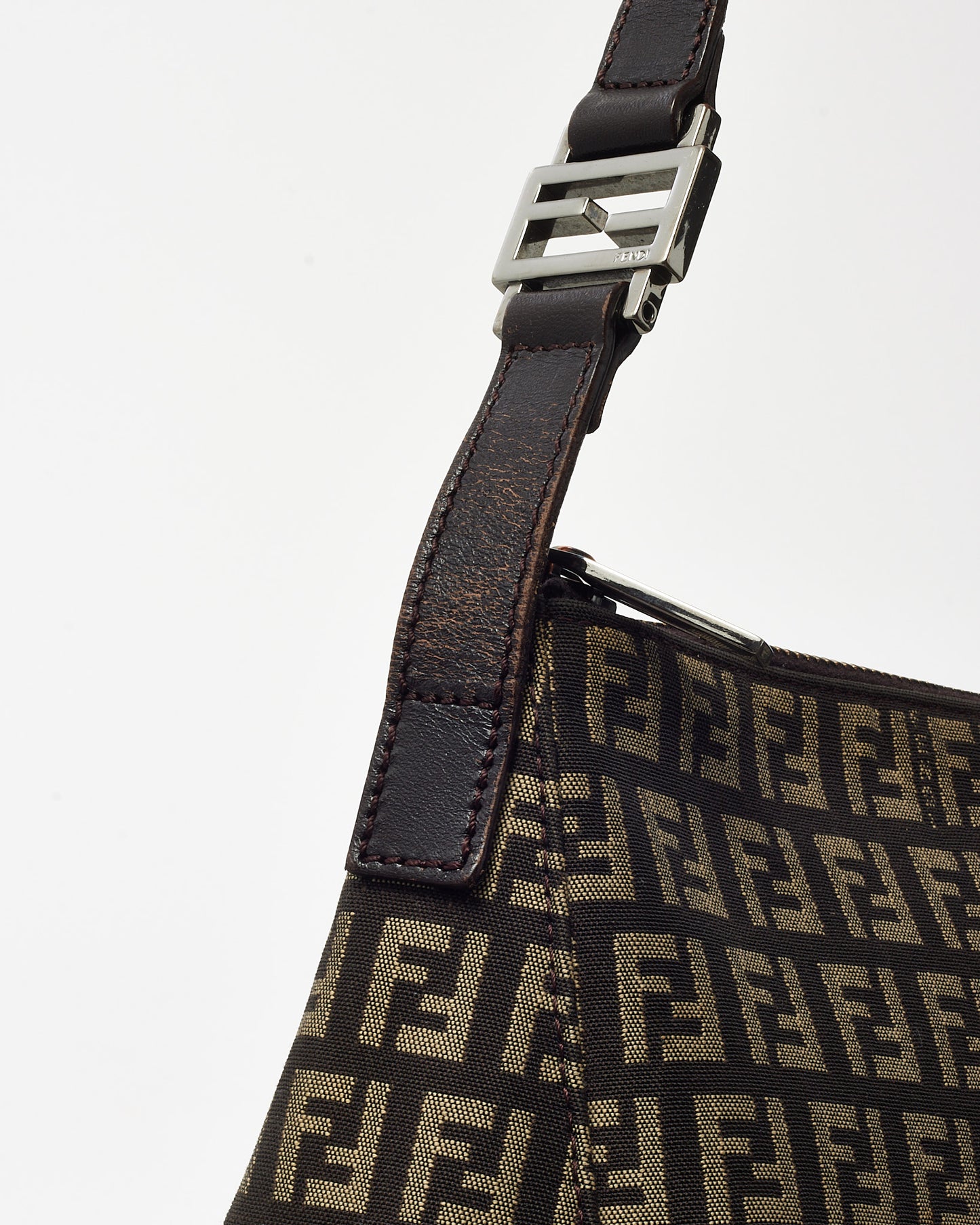 Fendi Brown and Beige FF Zucchino Canvas Small Pochette Bag