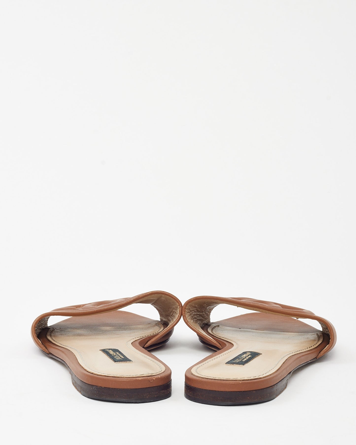 Dolce & Gabbana Brown Leather DG Millennials Logo Slides - 36