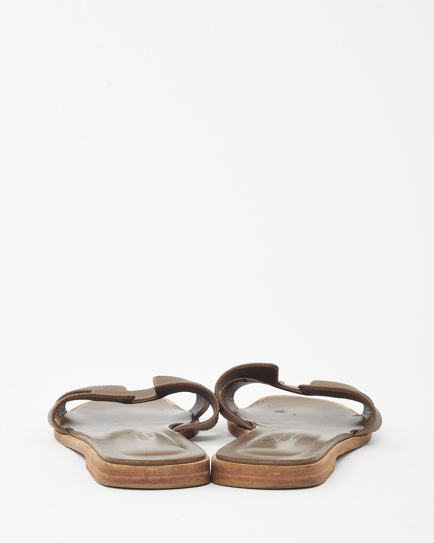 Hermès Étoupe Leather Oran H Sandals - 36.5