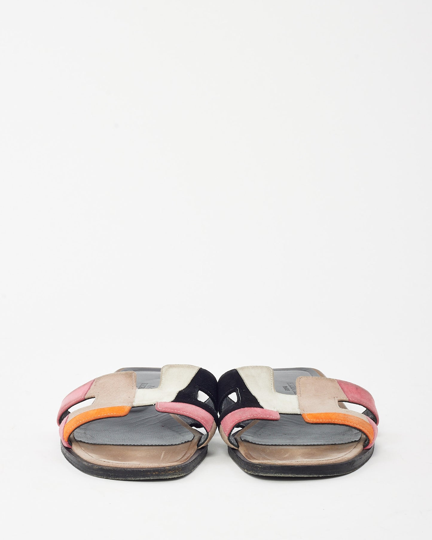 Hermès Beige/Black/Orange/Pink Multi Suede Oran H Sandals - 36