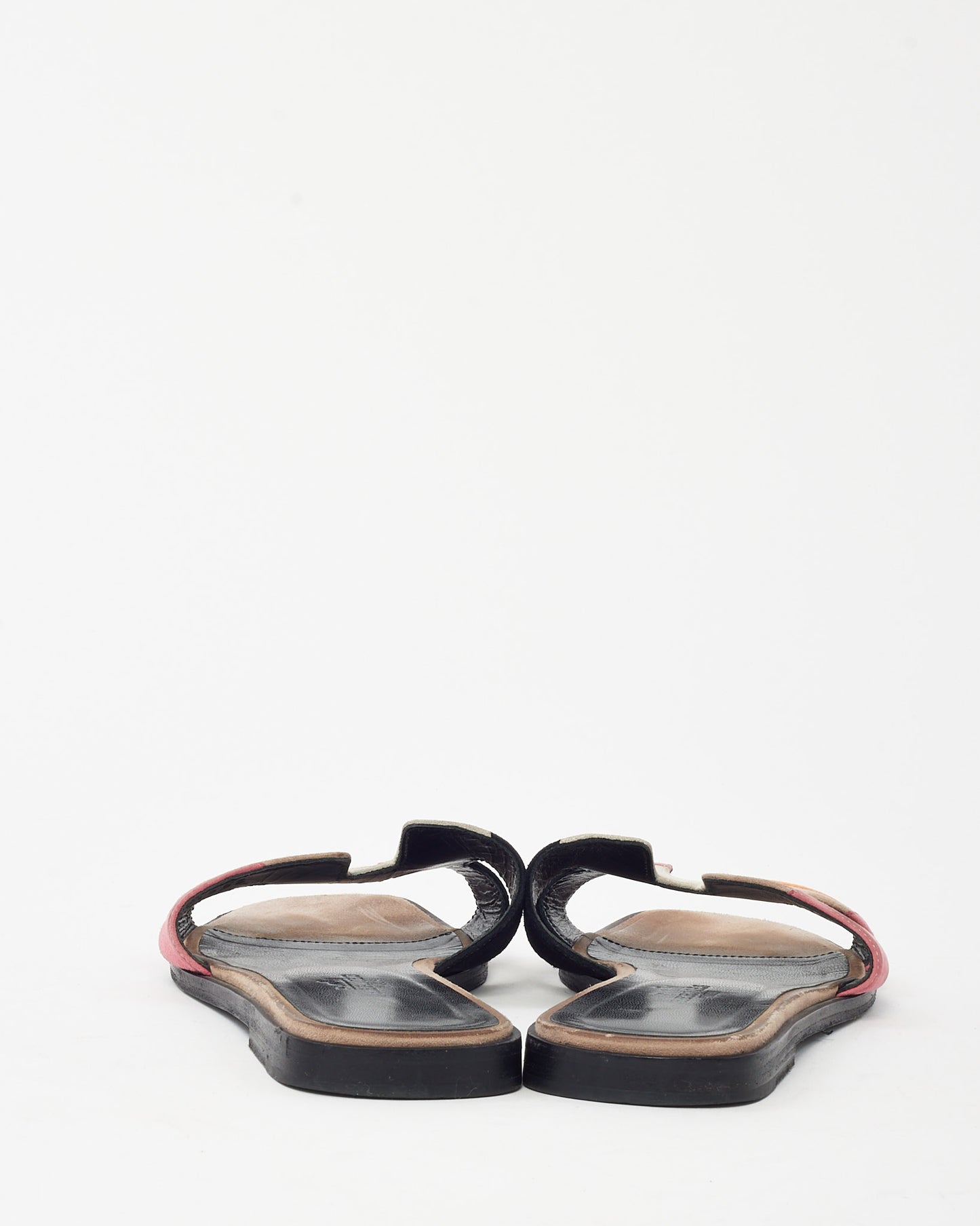 Hermès Beige/Black/Orange/Pink Multi Suede Oran H Sandals - 36