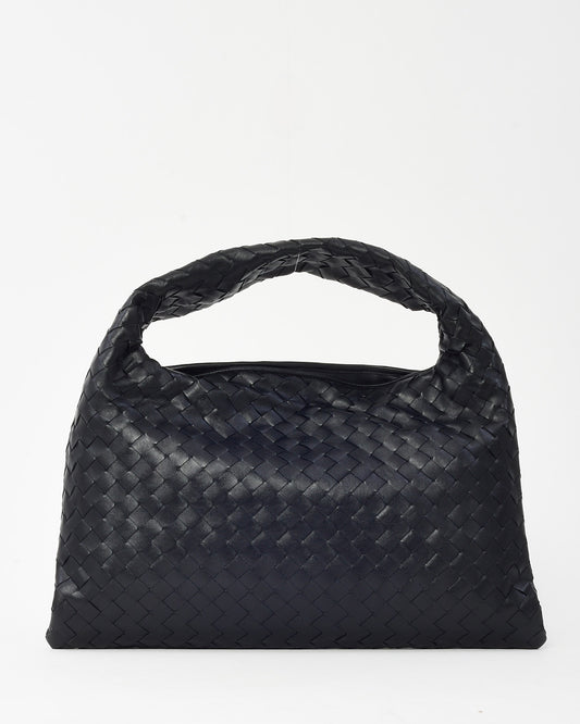 Bottega Veneta Black Intrecciato Leather Small Hop Shoulder Bag