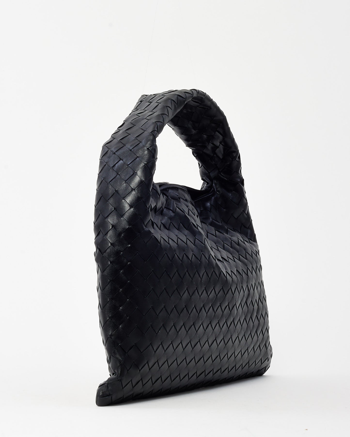 Bottega Veneta Black Intrecciato Leather Small Hop Shoulder Bag