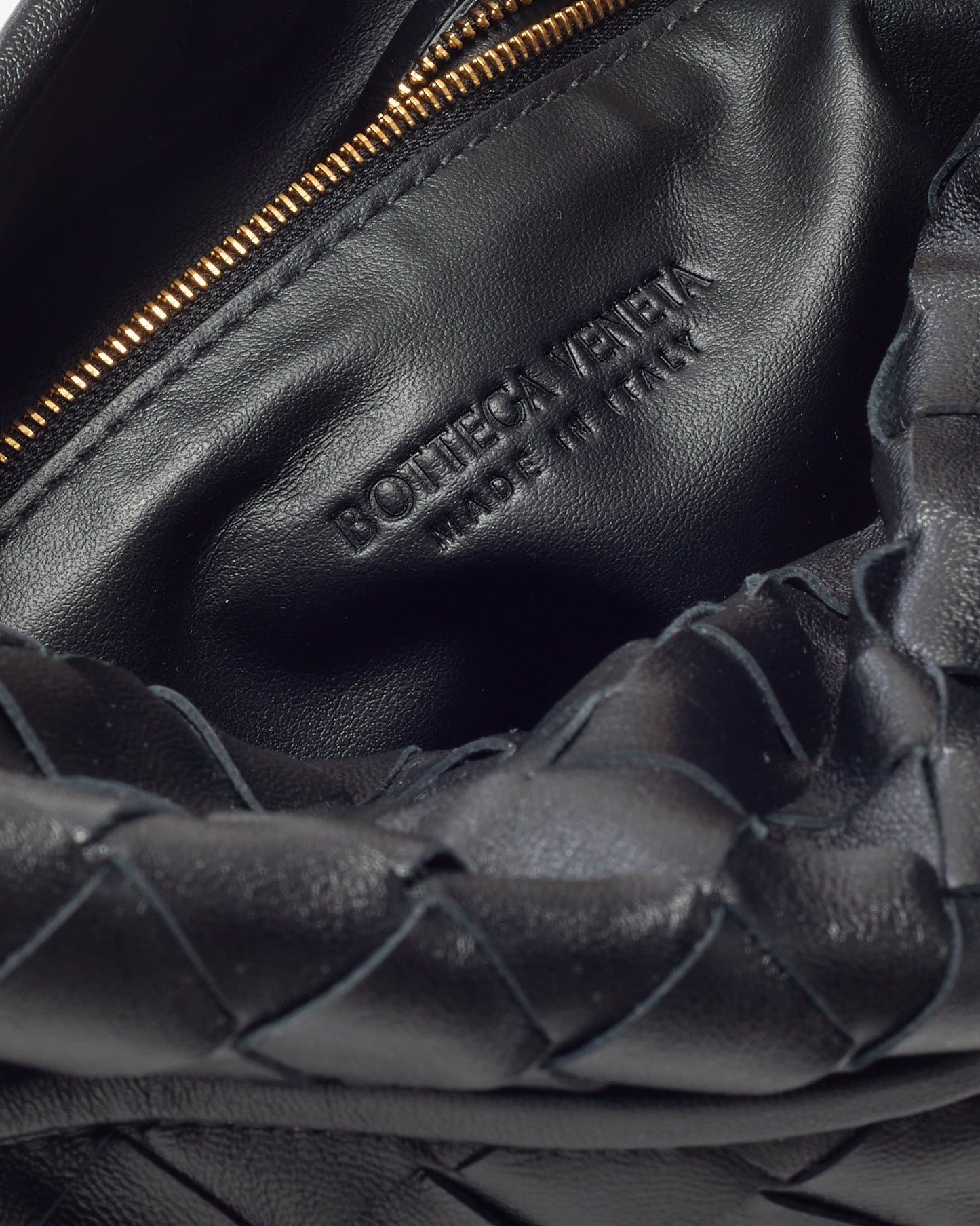 Bottega Veneta Black Intrecciato Leather Small Hop Shoulder Bag