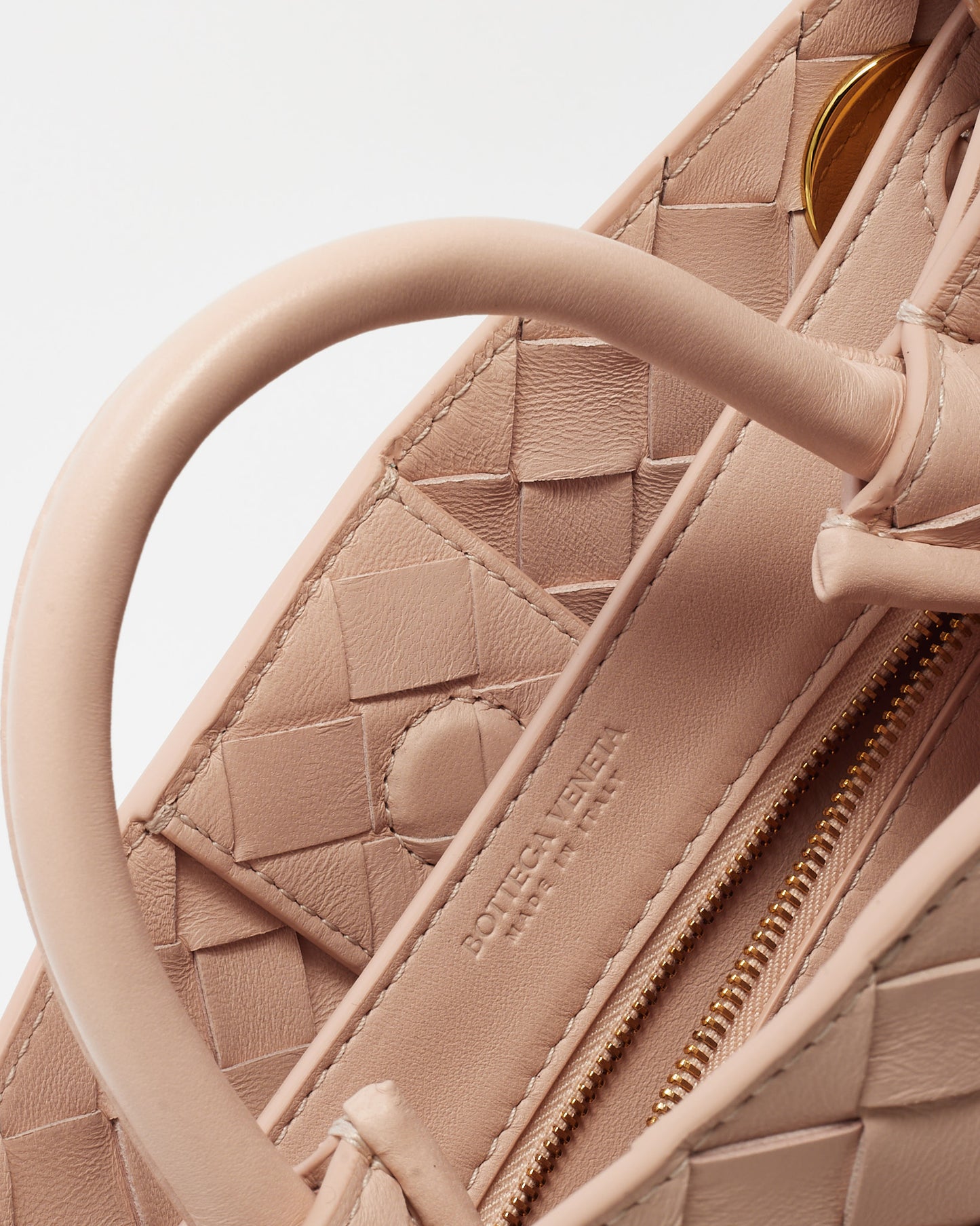 Bottega Veneta Pink Intrecciato Leather Small Andiamo Bag GHW