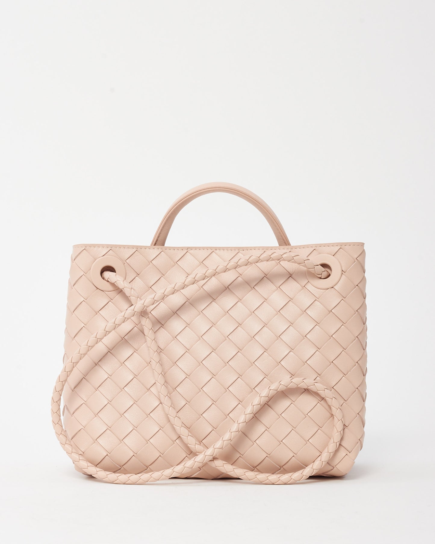 Bottega Veneta Pink Intrecciato Leather Small Andiamo Bag GHW