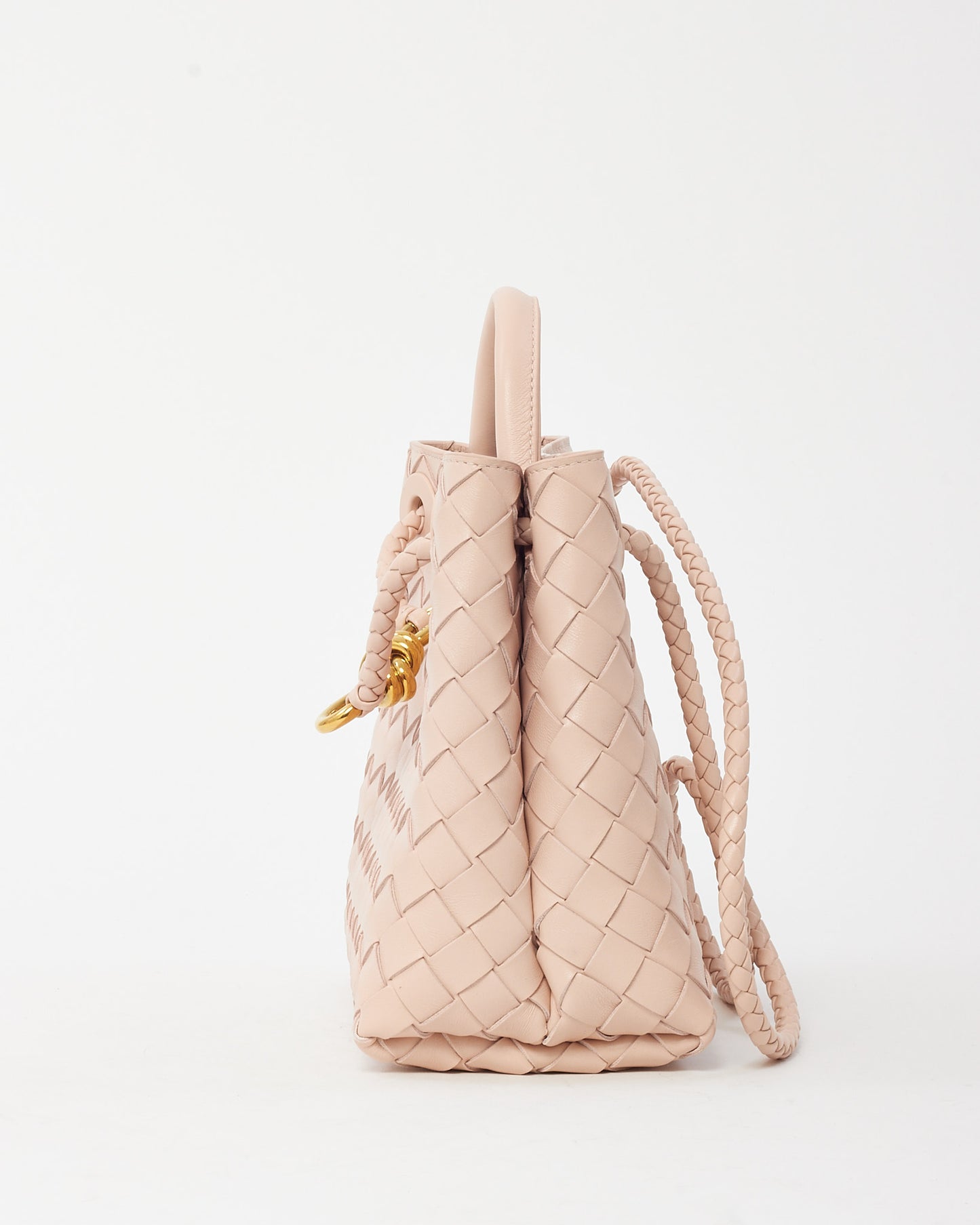 Bottega Veneta Pink Intrecciato Leather Small Andiamo Bag GHW