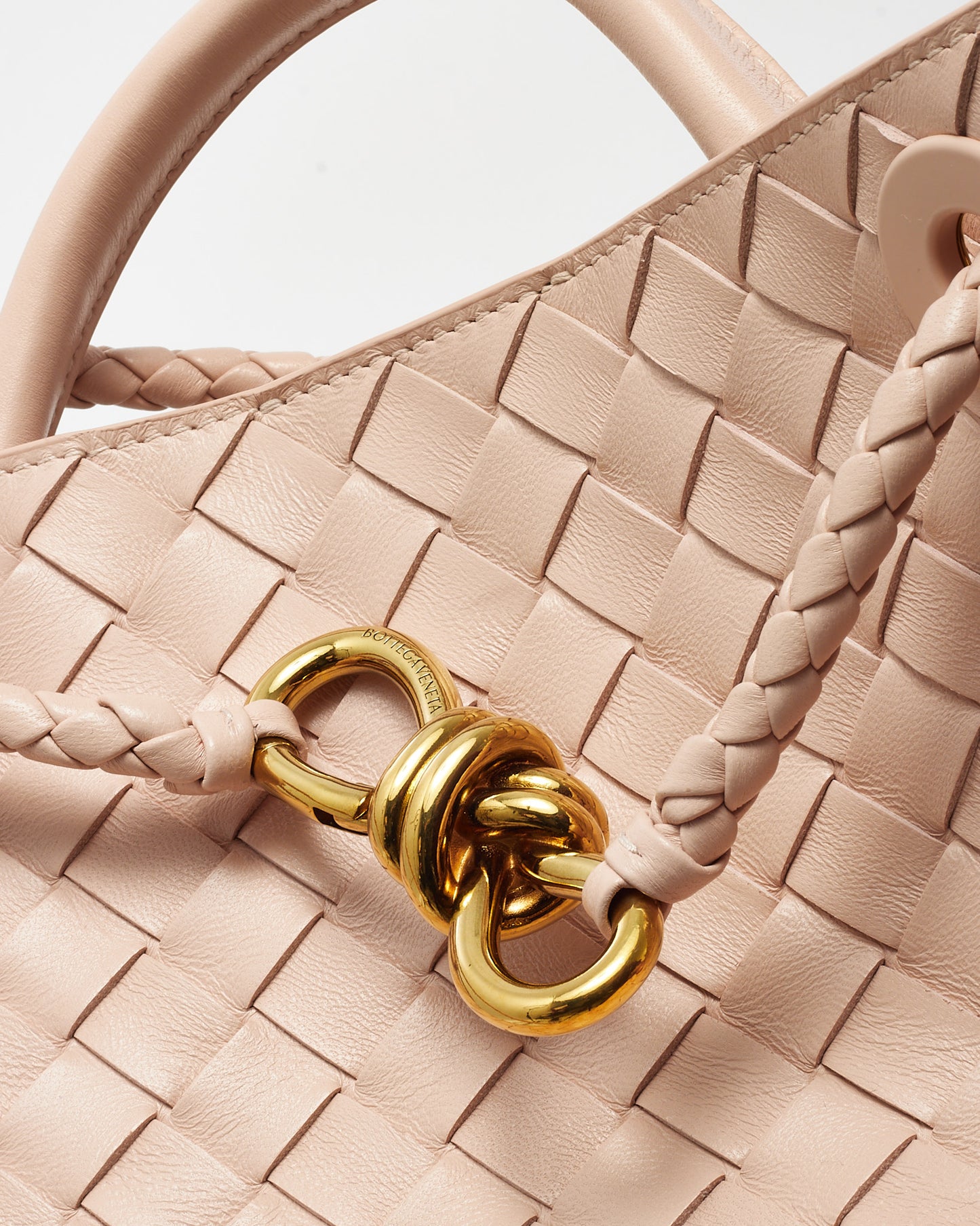 Bottega Veneta Pink Intrecciato Leather Small Andiamo Bag GHW