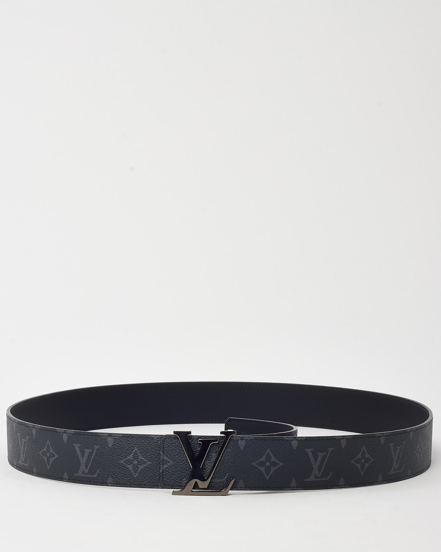 Louis Vuitton Black Monogram Eclipse Canvas and Leather Reversible Black LV Initiales 40mm Belt - 120/48