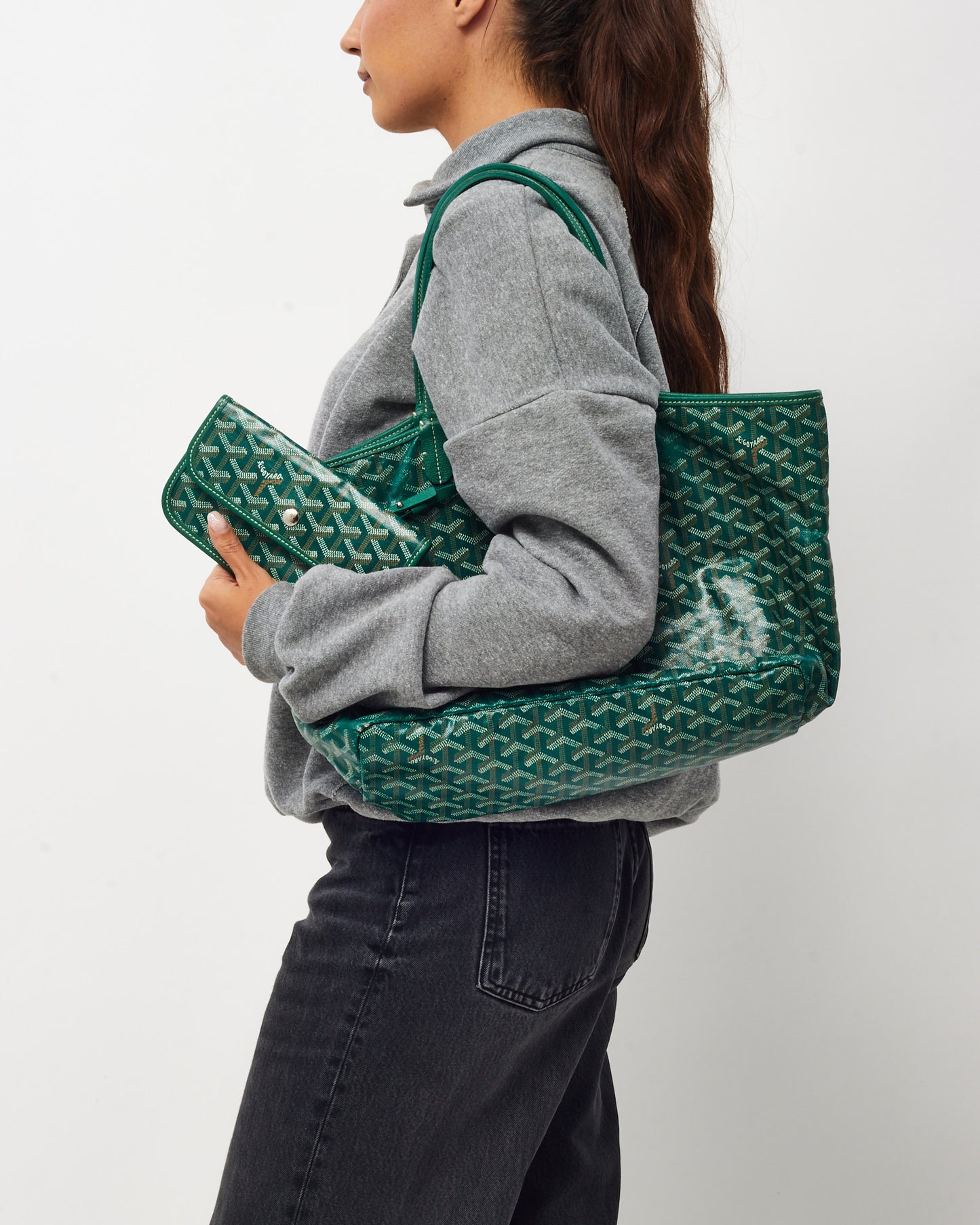 Goyard Green Goyardine Coated Canvas Saint Louis PM Tote Bag