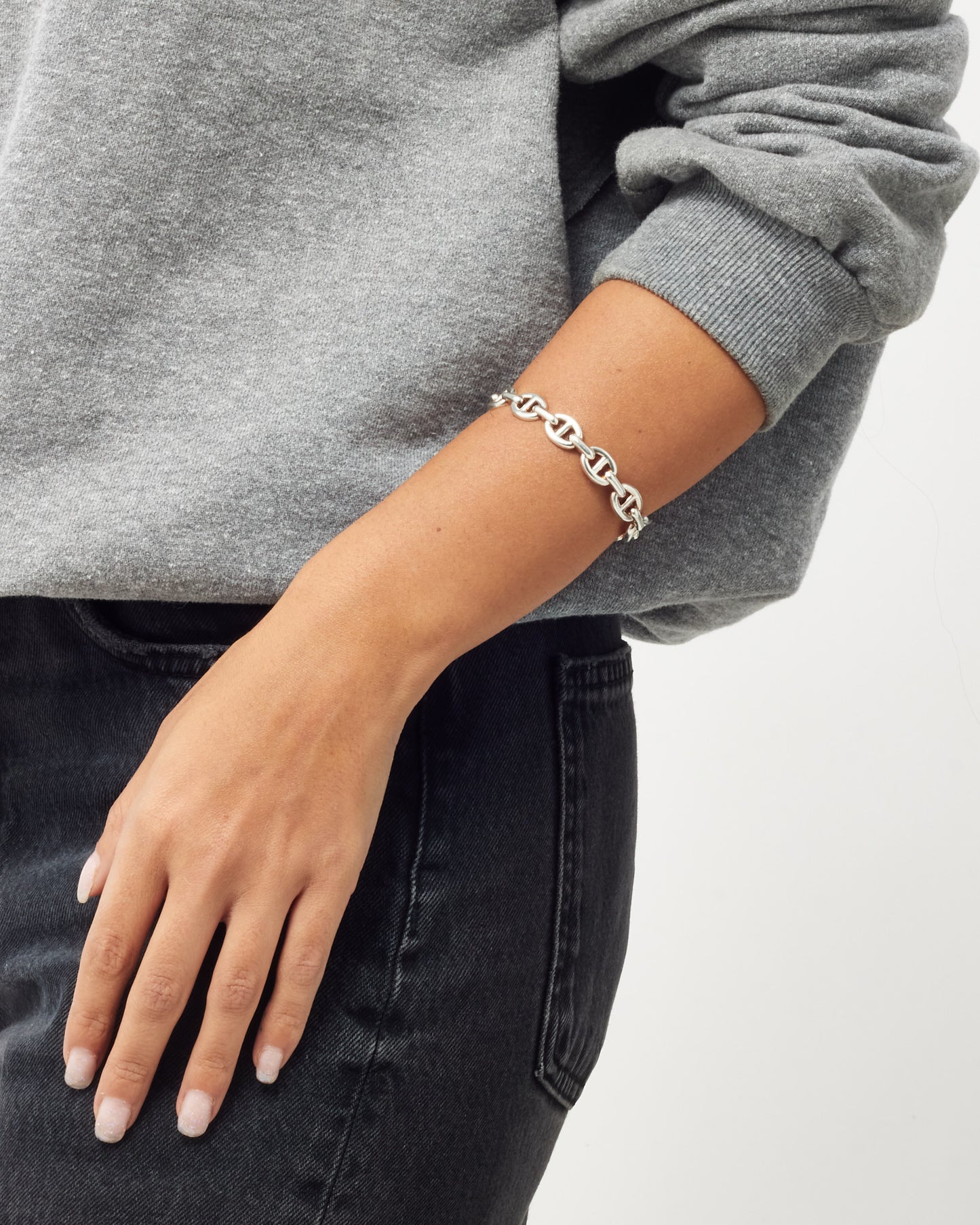 Hermès Sterling Silver Chaine D'Ancre Enchainee Cuff Bracelet - SH