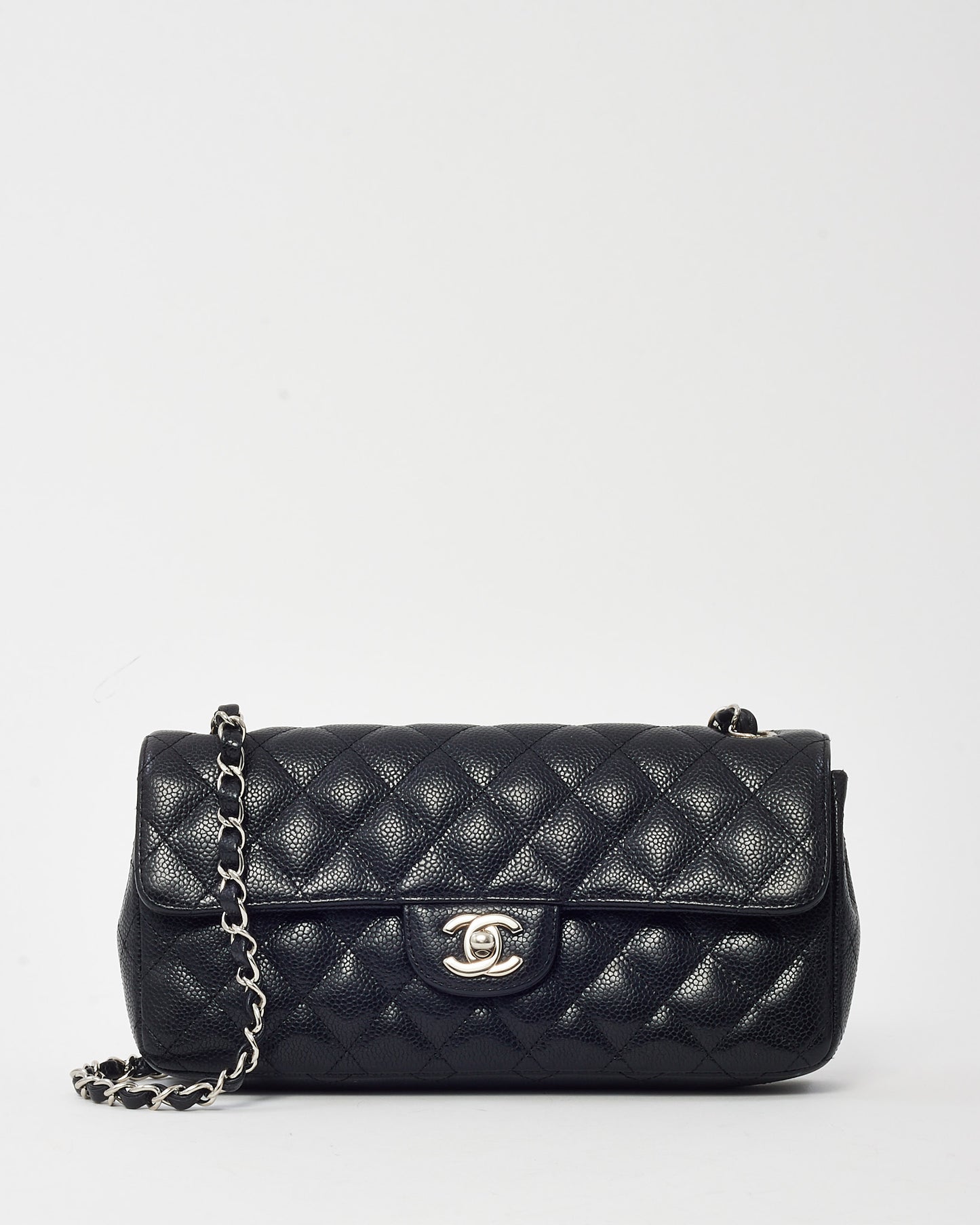Chanel Black Caviar Leather E/W Single Flap Bag SHW