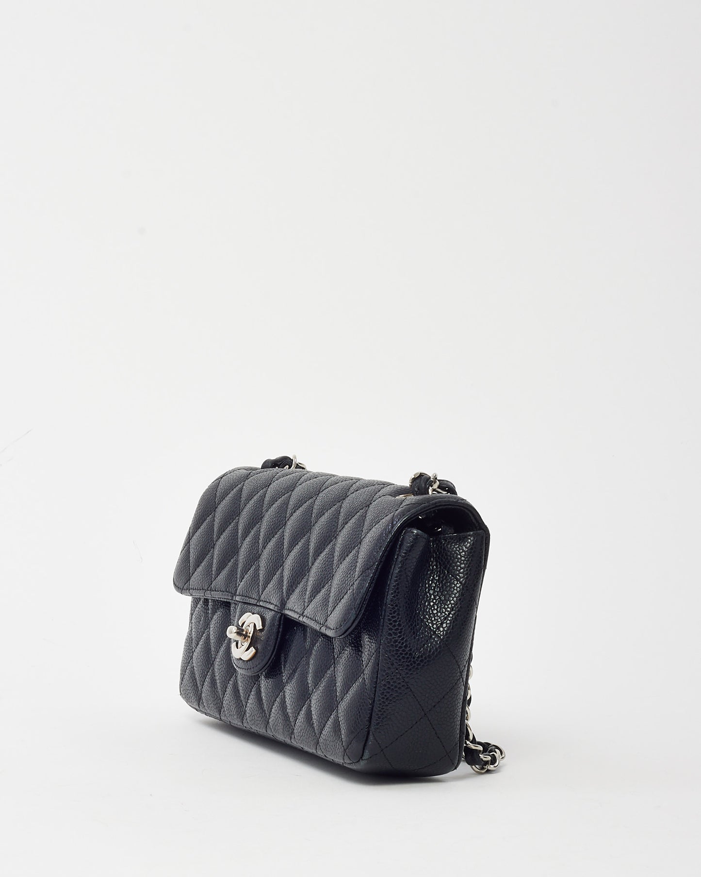 Chanel Black Caviar Leather E/W Single Flap Bag SHW