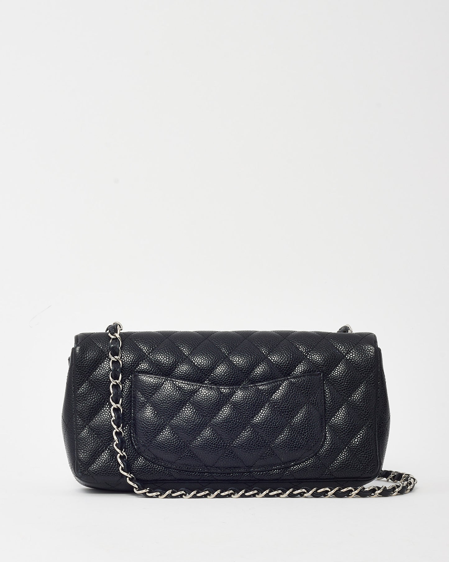 Chanel Black Caviar Leather E/W Single Flap Bag SHW