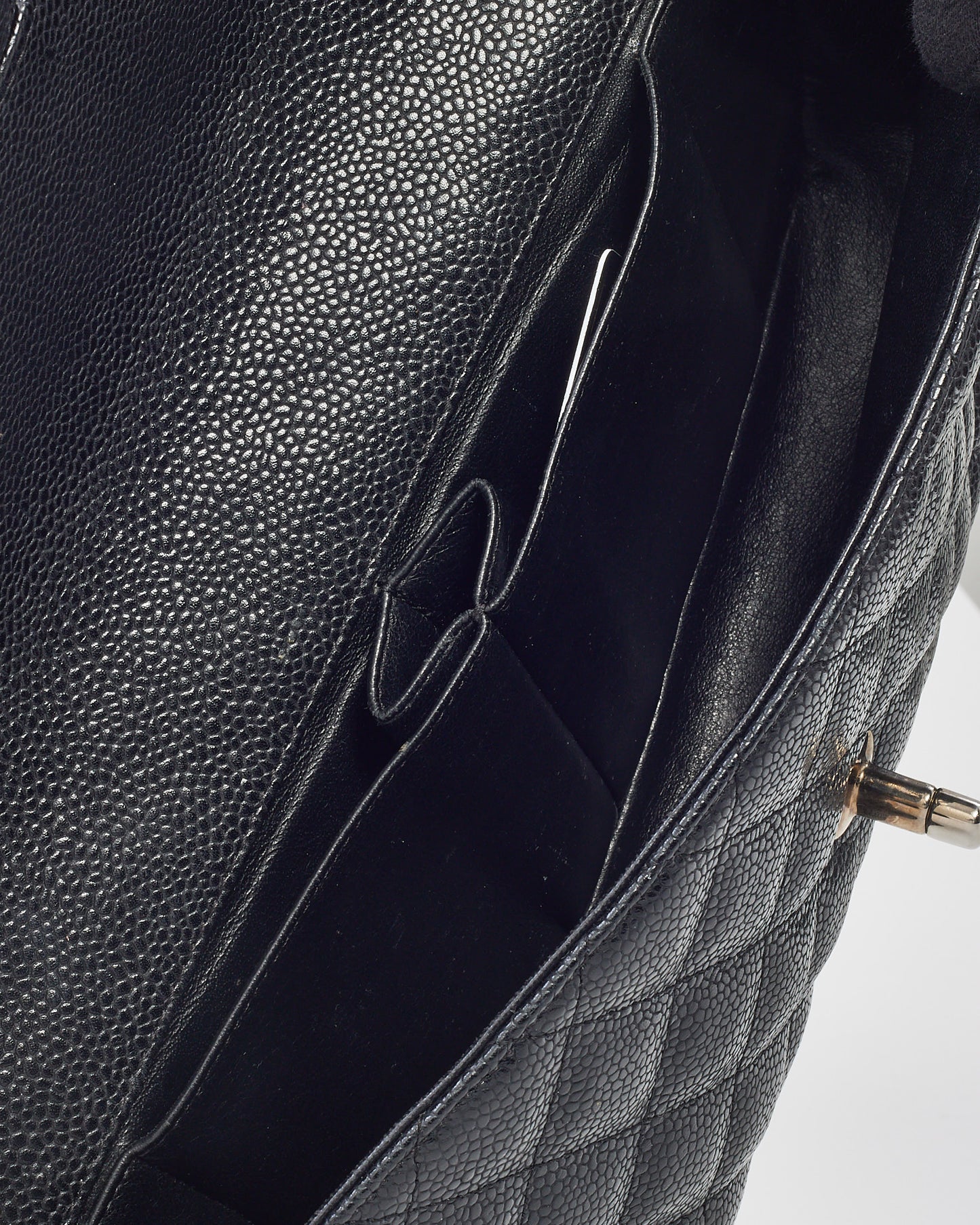 Chanel Black Caviar Leather E/W Single Flap Bag SHW