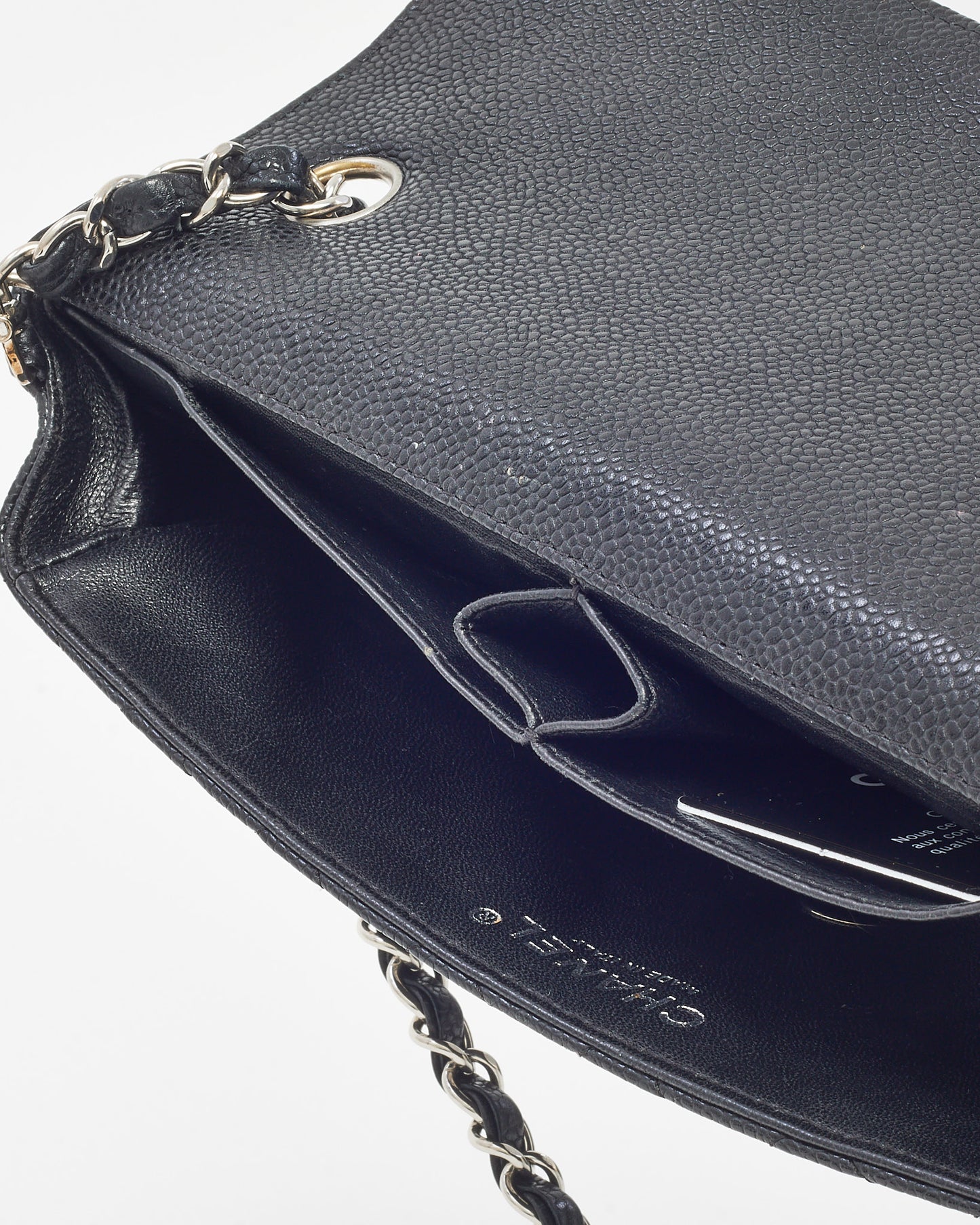 Chanel Black Caviar Leather E/W Single Flap Bag SHW