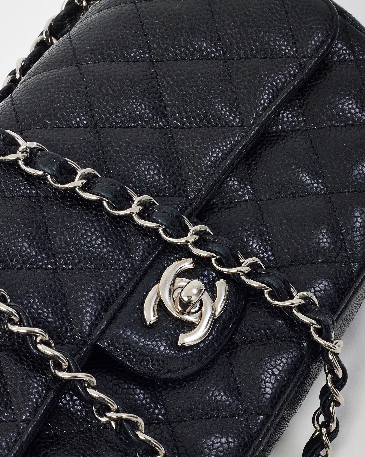 Chanel Black Caviar Leather E/W Single Flap Bag SHW