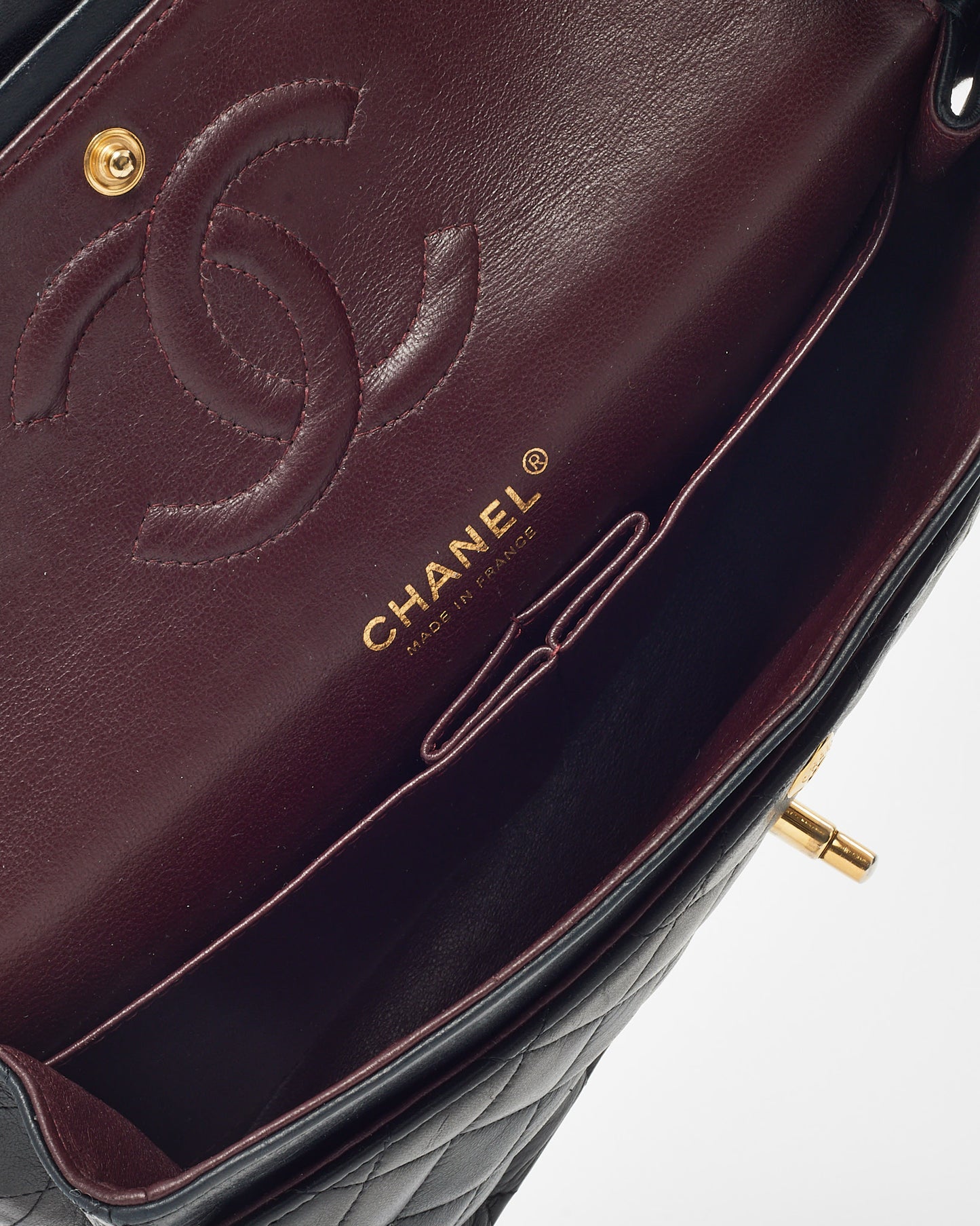 Chanel Black Quilted Lambskin Leather Medium Classic Double Flap Bag GHW