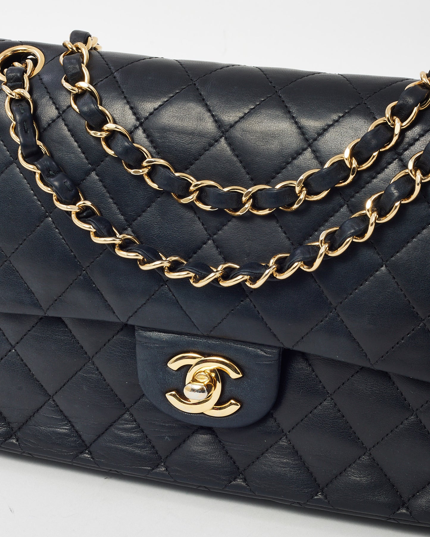 Chanel Black Quilted Lambskin Leather Medium Classic Double Flap Bag GHW