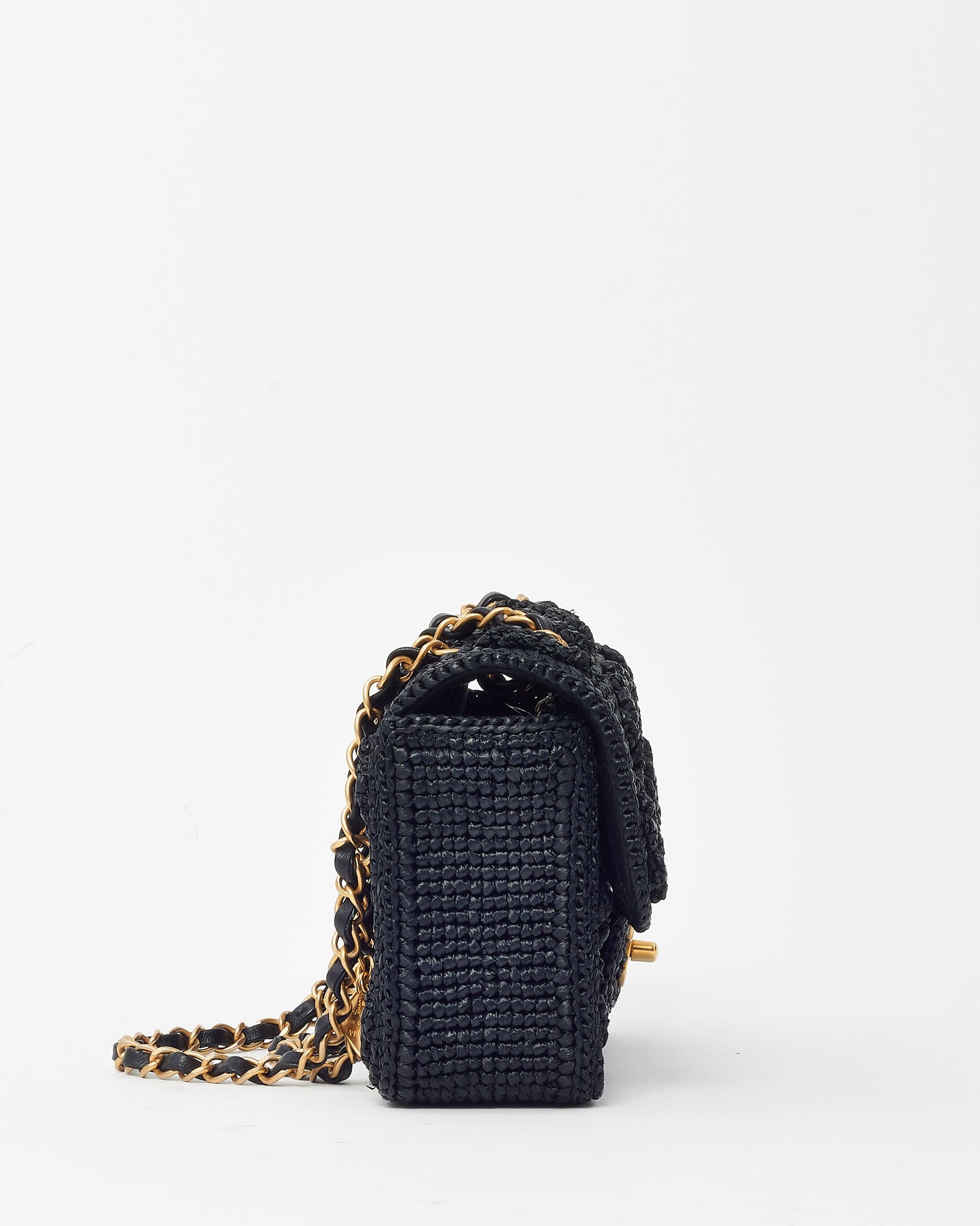 Chanel Black Raffia Small Dolce Raffia Flap Bag GHW
