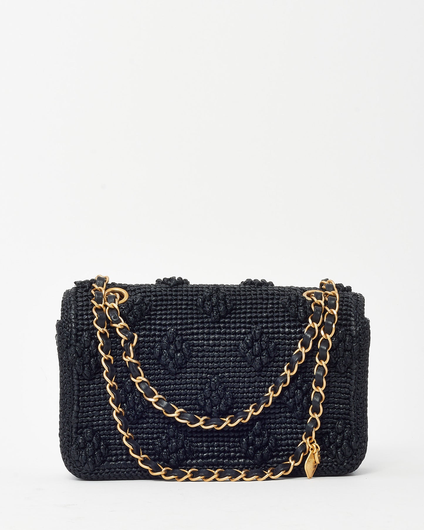 Chanel Black Raffia Small Dolce Raffia Flap Bag GHW