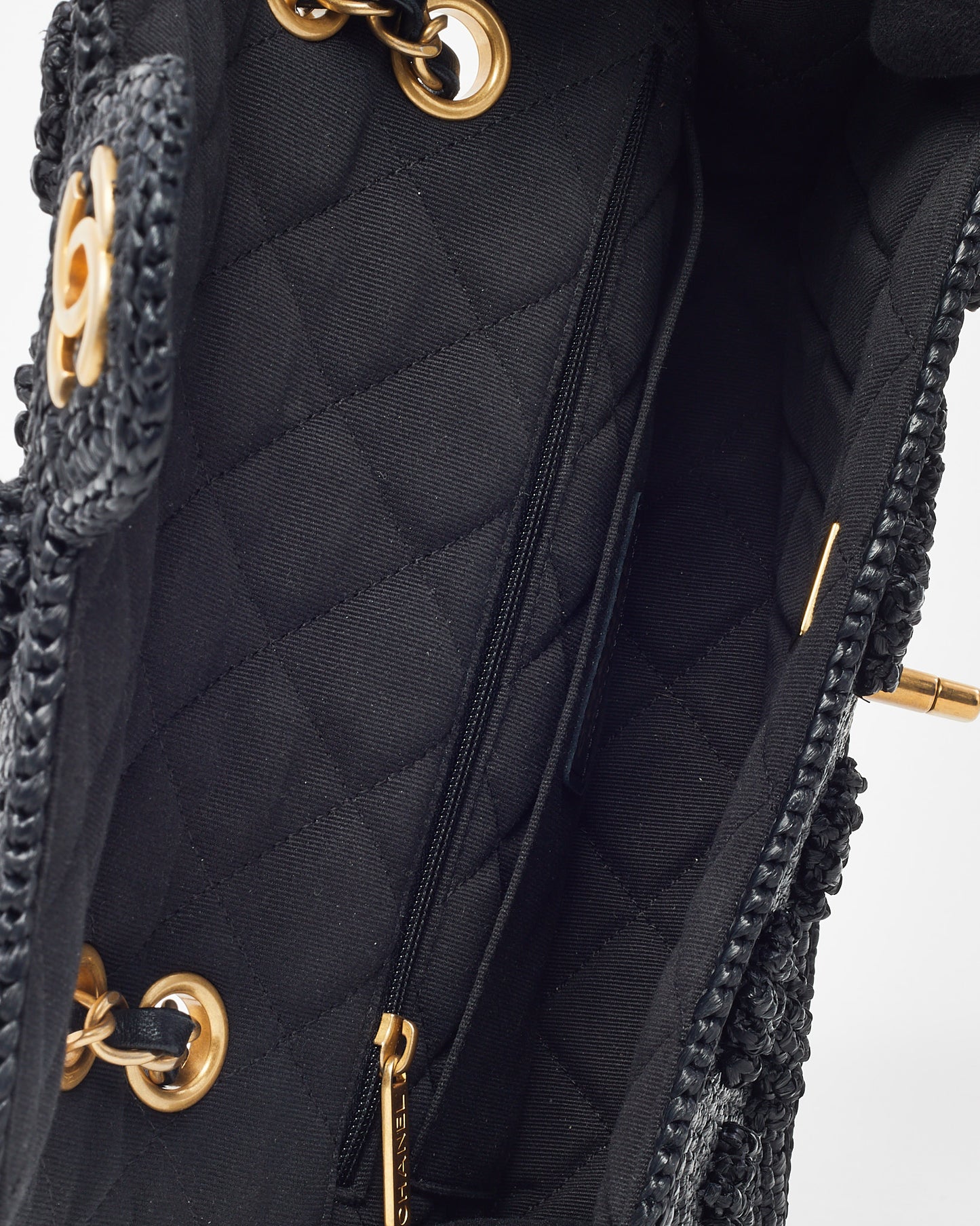 Chanel Black Raffia Small Dolce Raffia Flap Bag GHW