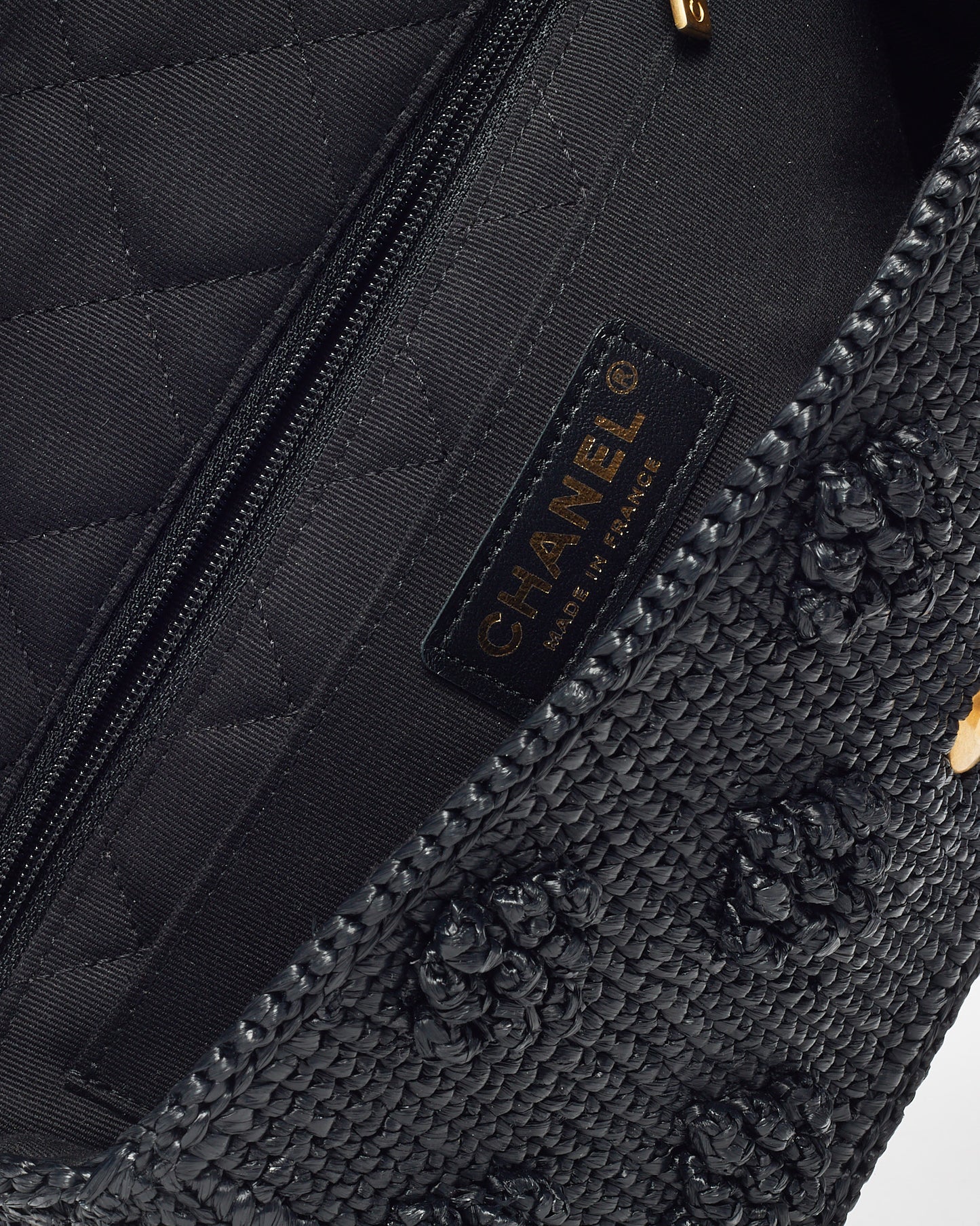 Chanel Black Raffia Small Dolce Raffia Flap Bag GHW